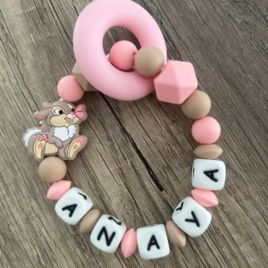 Anneau de dentition - Hochet personnalisé Lapin Miss bunny