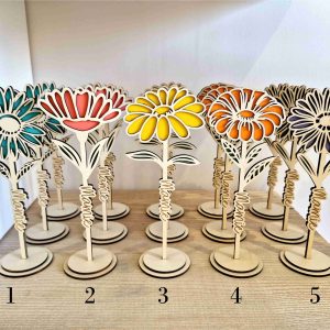 Mamie - fleurs en bois coloré à poser