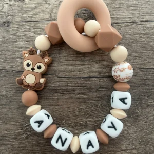 Anneau de dentition - Hochet personnalisé Biche Cerf Chevreuil