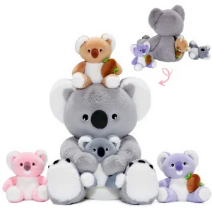 Ensemble de Jeu en Peluche de Famille Koalas avec 4 Bébés Coffrets Cadeaux pour Tout-petit