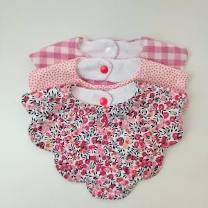 Bavoir fleur trio Liberty WILTSHIRE Rose- personnalisable