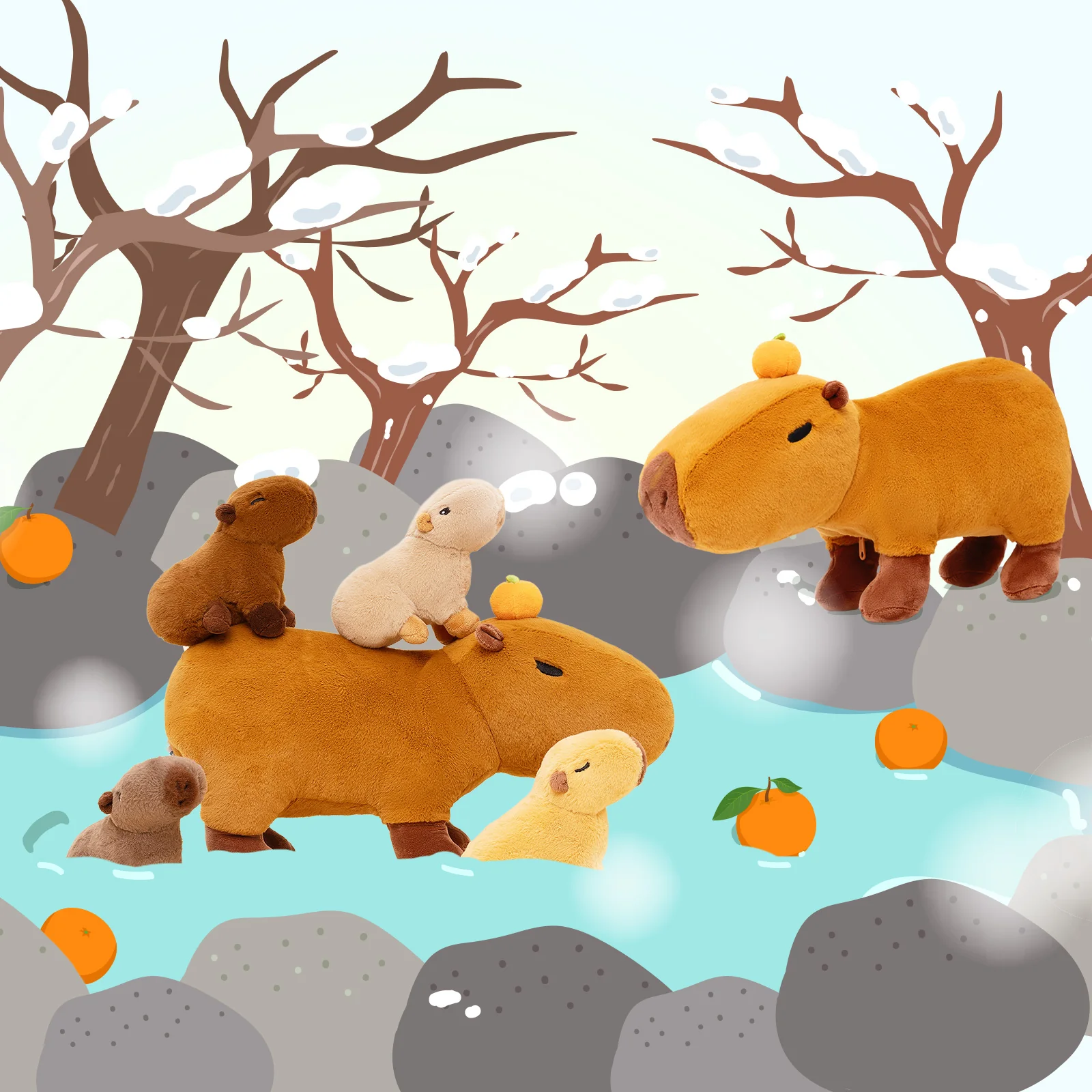 Ensemble de jouets en peluche de la famille Capybara – Image 5