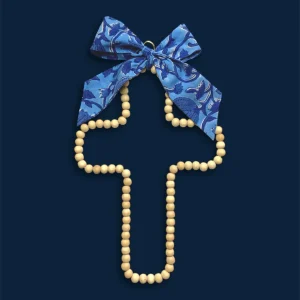 Croix en perles de bois