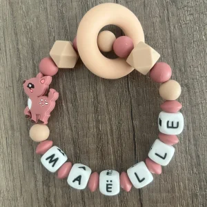 Anneau de dentition - Hochet personnalisé Biche Cerf Chevreuil