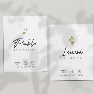 Affiche naissance "Blanc motifs"