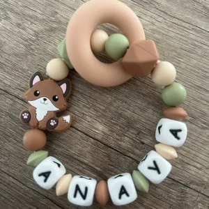 Anneau de dentition - Hochet personnalisé Renard nature forêt