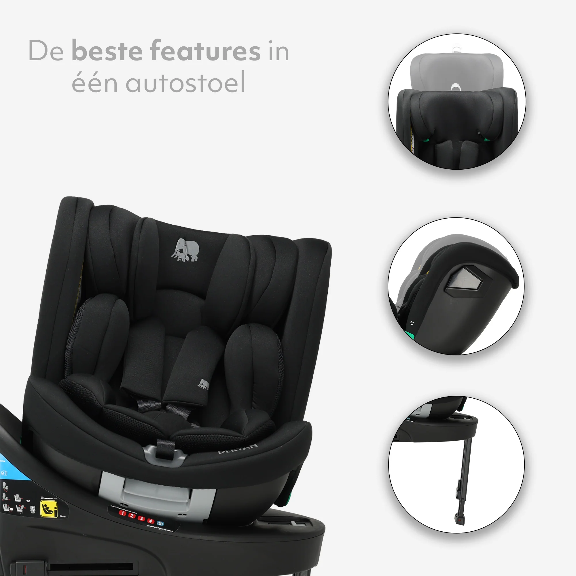Chase Luxe i-Size Autostoel - 0-36kg - Isofix steunpoot - 360 draaibaar – Image 4