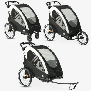 Luxe Fietskar - fietskar en wandelwagen en hardloopkinderwagen - Zwart/Cream