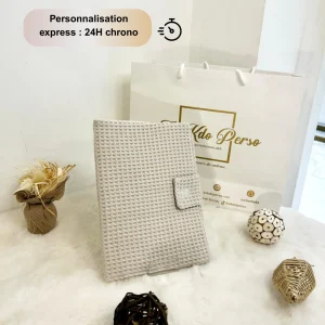Protège Carnet personnalisable en coton nid d’abeille - AU KDO PERSO