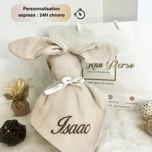 Doudou personnalisable en coton nid d’abeille - AU KDO PERSO