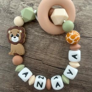 Anneau de dentition - Hochet personnalisé Lion savane