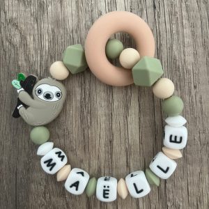 Anneau de dentition - Hochet personnalisé Paresseux