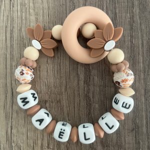 Anneau de dentition - Hochet personnalisé Fleurs pâquerette