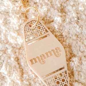 Porte clé bois cannage