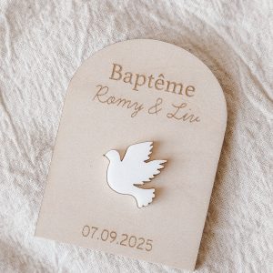 Magnet Baptême en bois - Forme arche