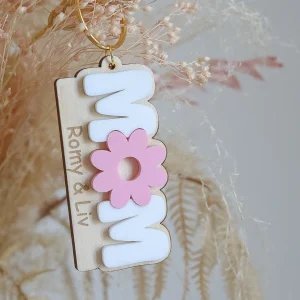 Porte clé marguerite "Mom"