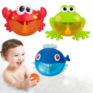 Machine à Bulles Électrique pour Bébé - Crabe & Grenouille | Jouet de Bain Musical et Amusant pour Enfants