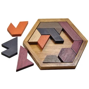Puzzle hexagonal en bois – Jeu éducatif Tangram
