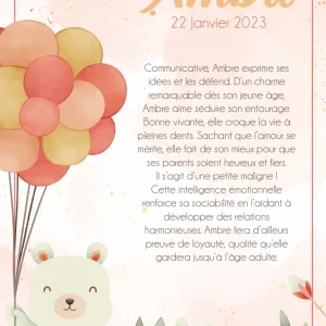 Affiche Ourson Orangé Numérique