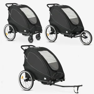 Luxe Fietskar - fietskar en wandelwagen en hardloopkinderwagen - Zwart